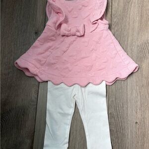 Charming Heart Pink Dress and White Leggings
